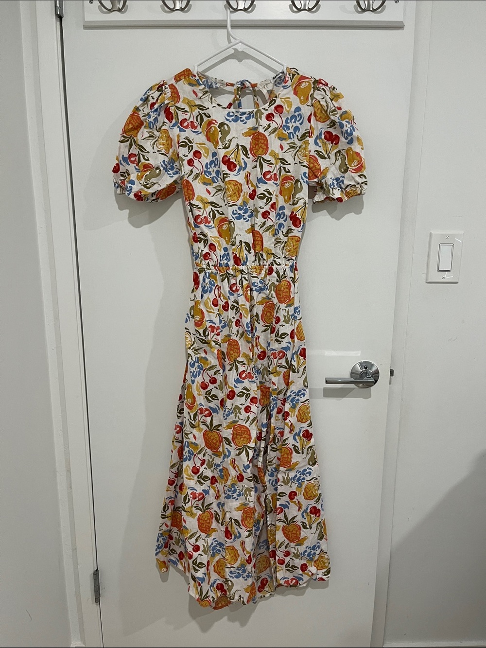 Reformation Anneliese Linen Fruit Cocktail Print Dress